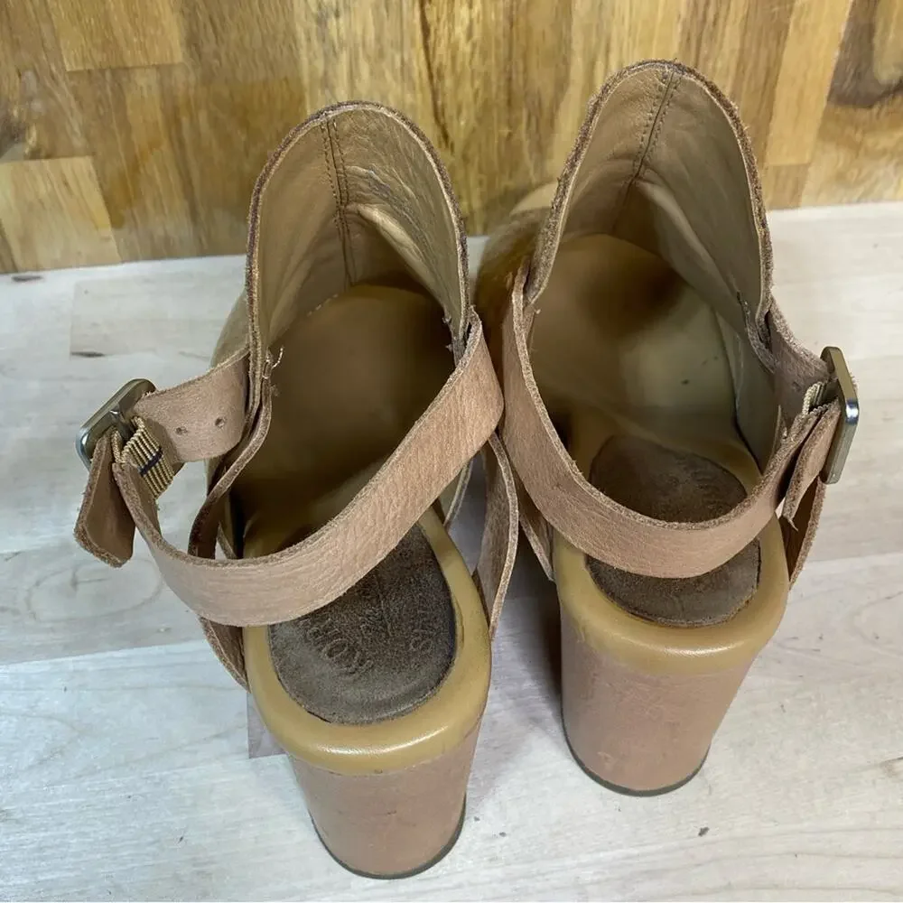 Kork Ease Hopi Suede Leather Peep Toe Sculpted Chunky Heel 7
